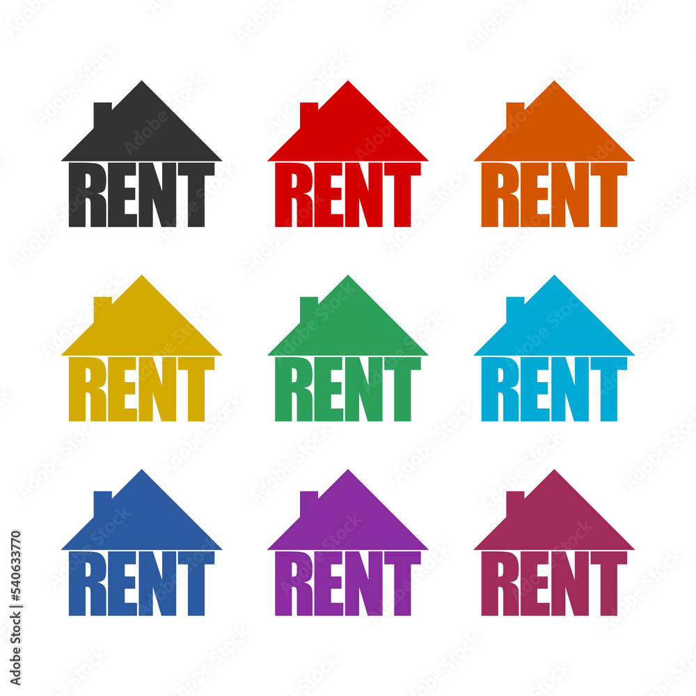 Rent house icon isolated on white background. Set icons colorful Rent house icon isolated on white background. Set icons colorful