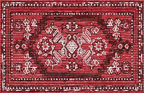 Fotografía Print pattern design or weaving Contemporary art geometric and vintage textured lines motifs borders, Hand Woven Geometric Modern Wool Area Rug