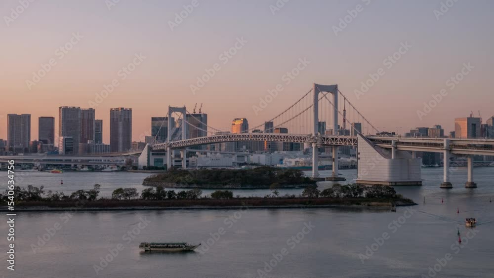 Time lapse of Rainbow bridge Odaiba Tokyo Japan Time lapse of Rainbow bridge Odaiba Tokyo Japan