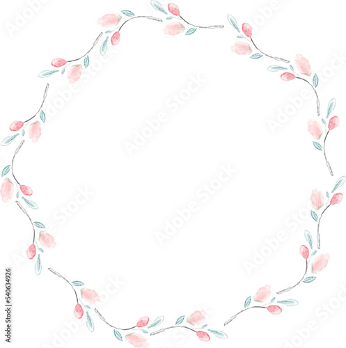 Cherry blossom circle wreath watercolor