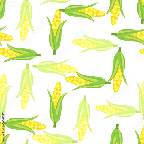 Corn plants seamless pattern. Corn cobs endless wallpaper.