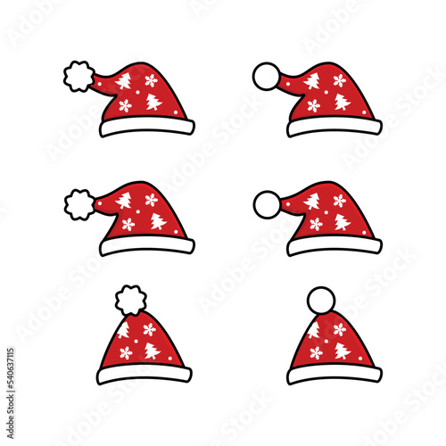 Christmast icon, Santa's hat icon, hat outline christmast illustration vector symbol colorful