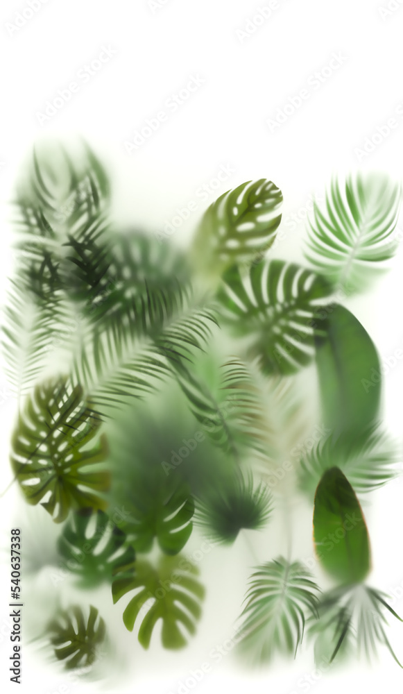 Plants behind a frosted glass with illumination, a 1460 x 2500 (h) mm