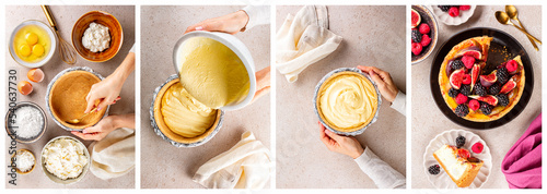 Photos Step by Step Collage of Cooking cheesecake
