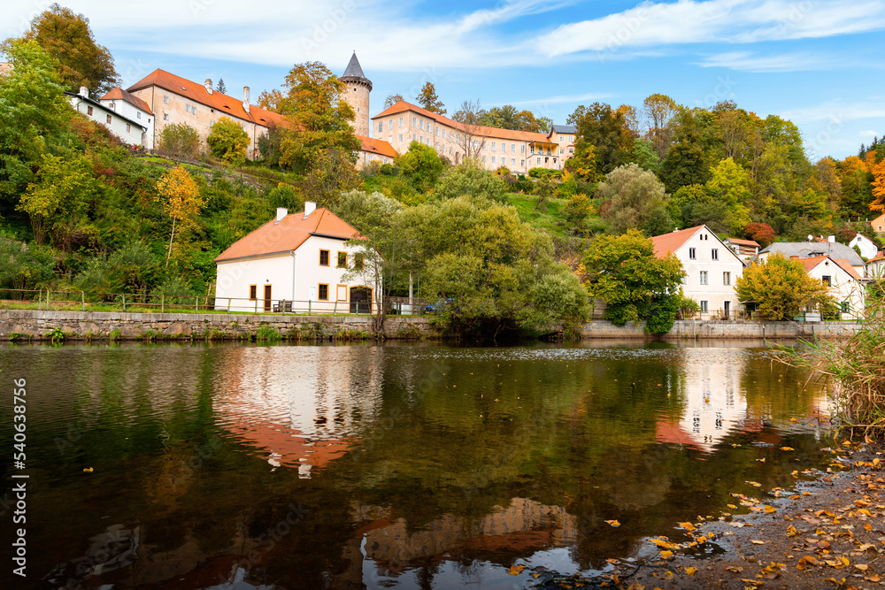 Small town and medieval castle Rozmberk nad Vltavou, Czech Republic.