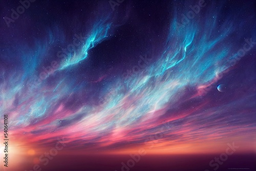 Colorful night sky space. nebula and galaxies in space. astronomy concept background.