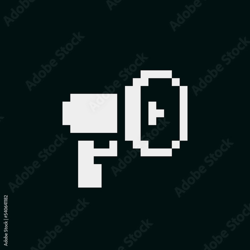 Pictograph of megaphone, emoji. 1-bit. Pixel art icon. Vector bullhorn symbol. Flat style. Isolated abstract illustration.