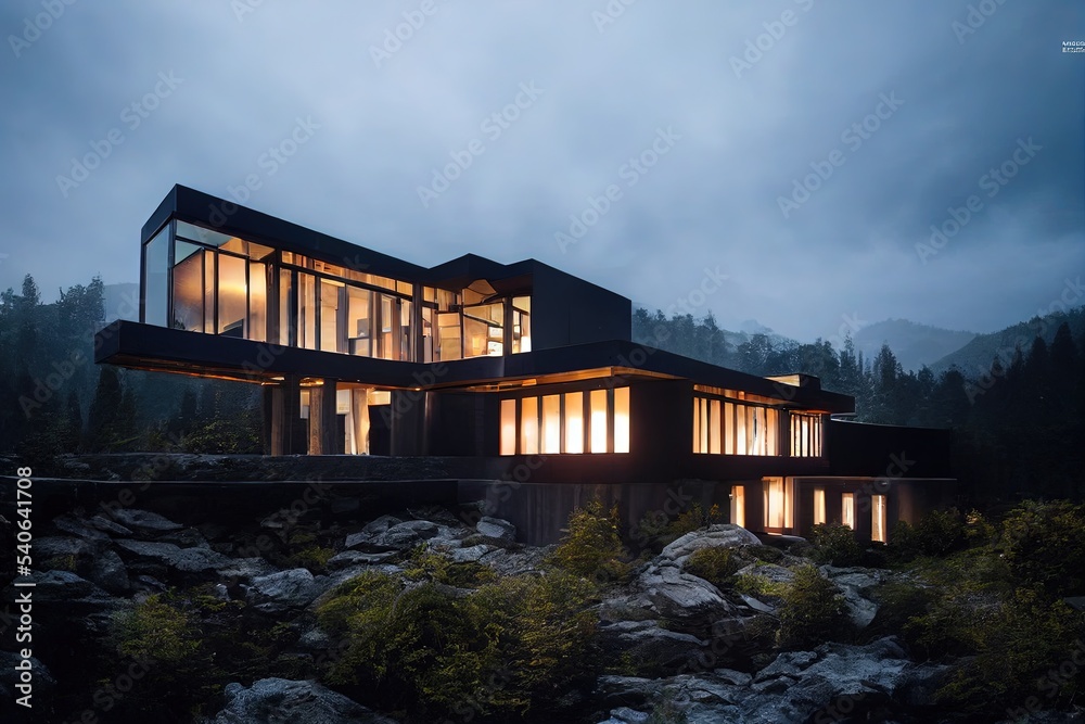 Outdoor Industrial Contemporary mansion with sleek led light design Outdoor Industrial Contemporary mansion with sleek led light design