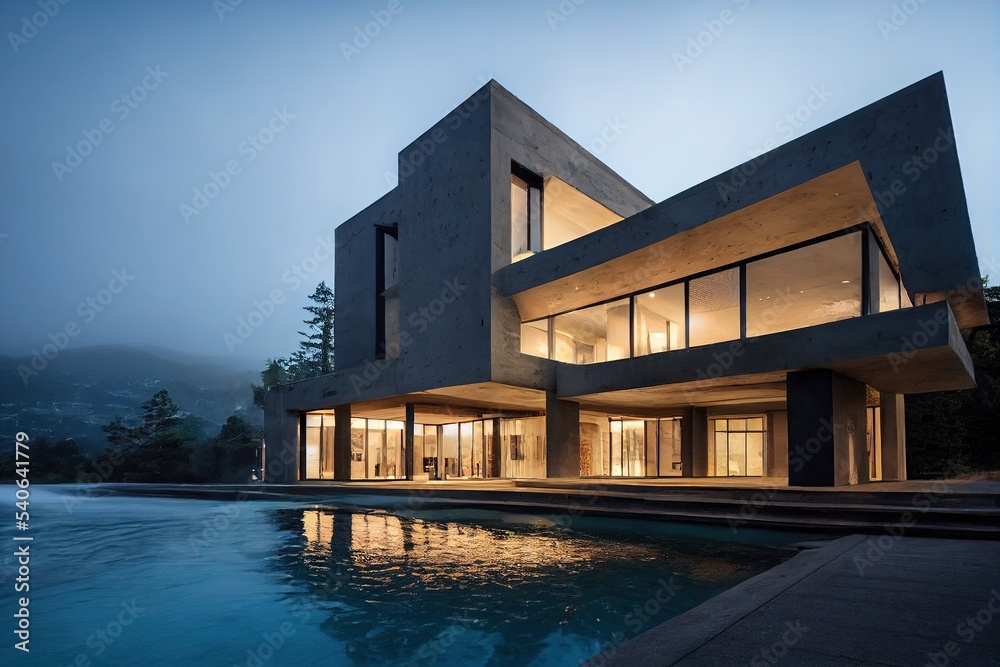 Outdoor Industrial Contemporary mansion with sleek led light design Outdoor Industrial Contemporary mansion with sleek led light design