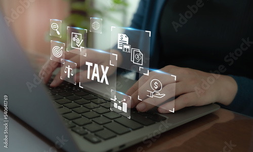 TAX online payment and technology concept. Taxation, taxes burden. State taxes, payment, governant ,calculating finance, tax accounting, statistics and data analytic reserach, calculation tax return.