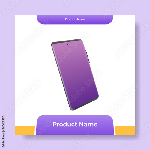 Geometric square social media banner layout, product background backdrop display for ads commerce sale template in gradient purple yellow color