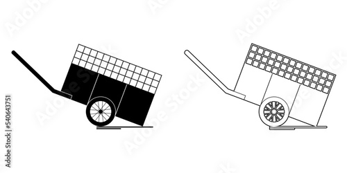 silhouette of a garbage wheels cart , Trash can