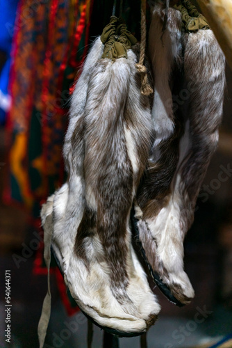 traditional felt boots of northern peoples made of deer fur