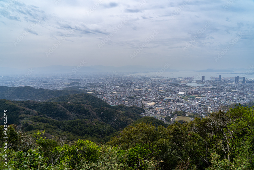 view of Fukuoka city from mountain.
