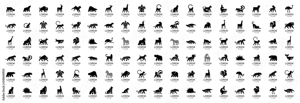 Animals logos collection. Animal logo set. Isolated on White background Animals logos collection. Animal logo set. Isolated on White background