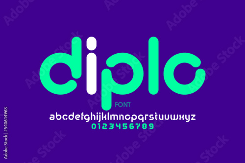 Modern lowercase style font design, alphabet letters and numbers vector illustration