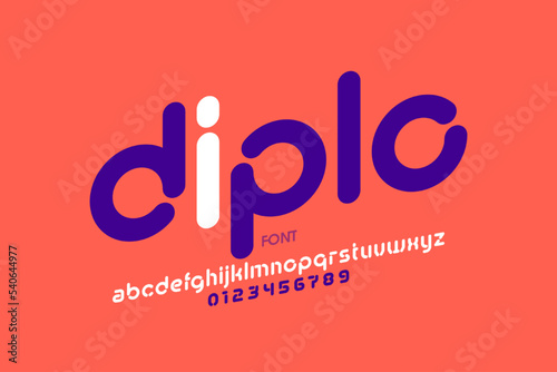 Modern lowercase style font design, alphabet letters and numbers vector illustration