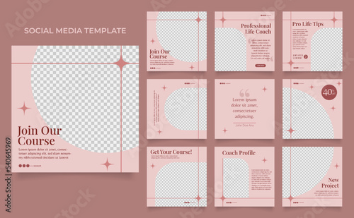social media template banner blog personal coach promotion. fully editable instagram and facebook post sale poster. trainer course vector background