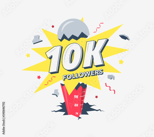 Thank you 10k social media followers symbol. Simple modern flat banner.
