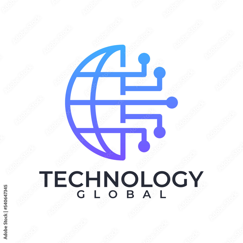 technology global modern logo design