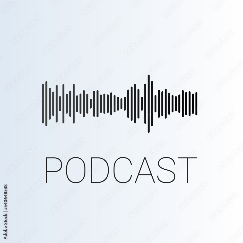 podcast sound waveform icon for music player cover, video editor, voise message in social media chats, voice assistant, dictaphone. vector illustration logo