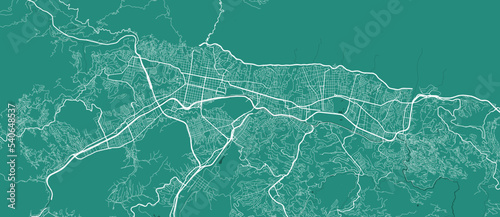 Vector map of Caracas, Venezuela. Urban city green road map art poster illustration.