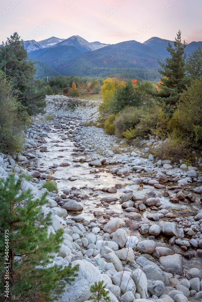 Bansko, Bulgaria autumn, river, Pirin mountains Bansko, Bulgaria autumn, river, Pirin mountains