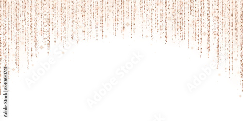 Bronze gold glitter decoration garland arc on white background. Vector