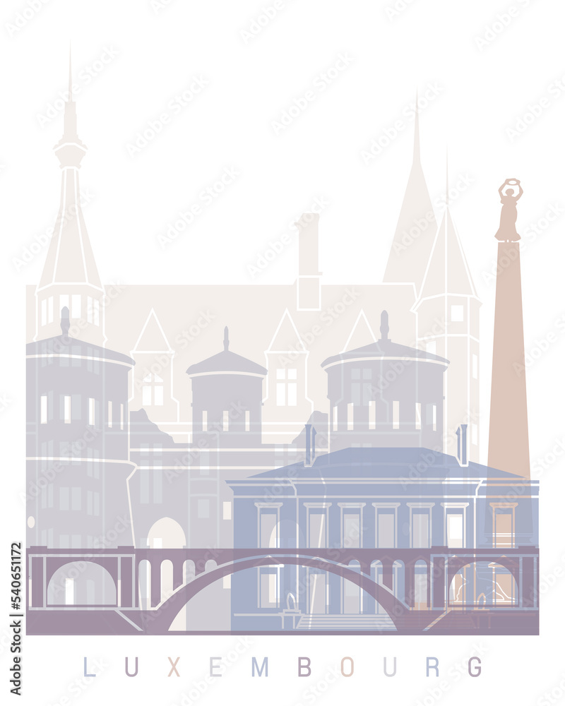 Obraz premium LUXEMBOURG SKYLINE POSTER PASTEL