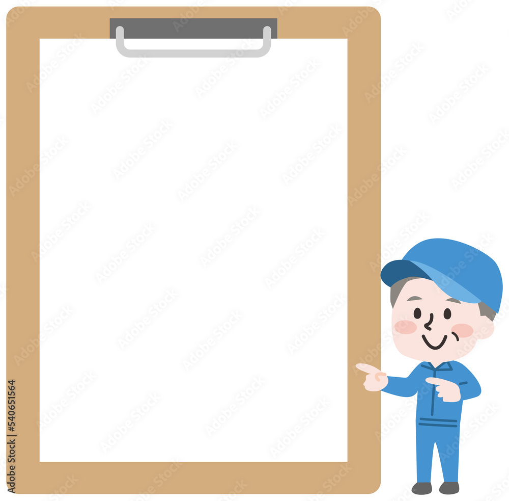 バインダーと作業員のイラスト バインダーと作業員のイラスト