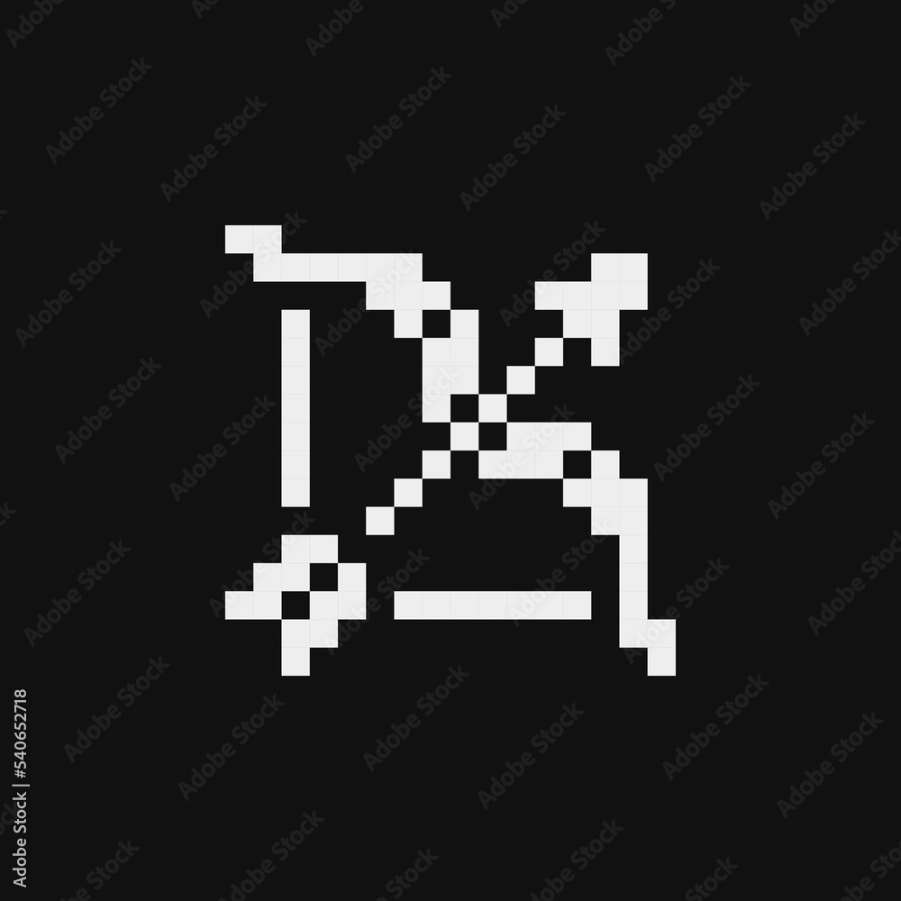 Bow and arrow, emoji. Medievalist weapons. Сross bow weapon pixel art