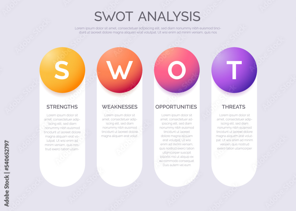 SWOT Analysis. Infographic with four steps and space for text
