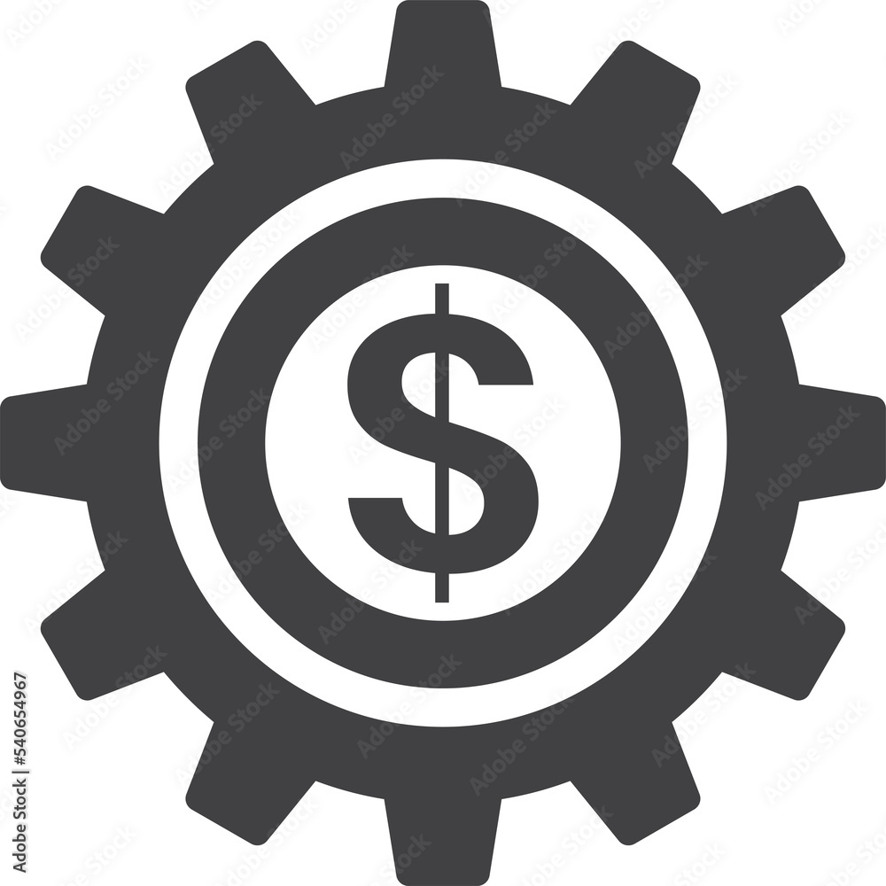 money and cogs illustration in minimal style money and cogs illustration in minimal style