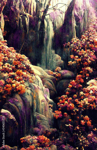fantasy landscape in vibrant colors digital painting