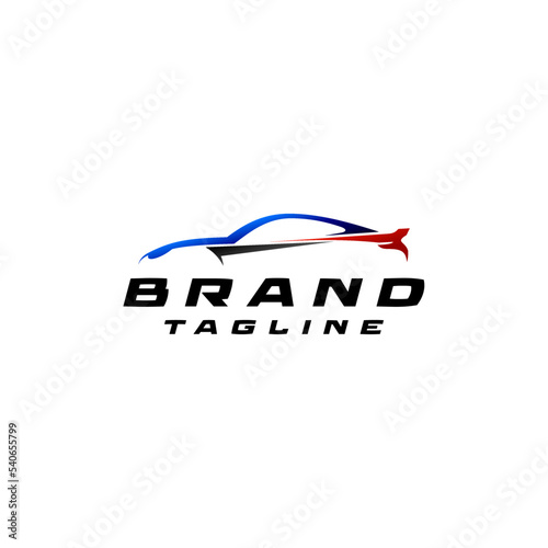 Bold Sporty Car Silhouette Logo Design. Car Silhouette With Elegant And Sporty Colors Logo Design.