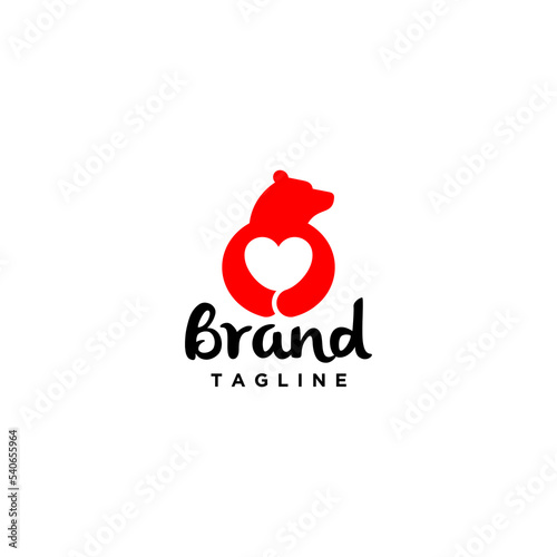 Bear Silhouette Hugging Heart Logo Design. Heart symbol in the arms of a bear logo design.