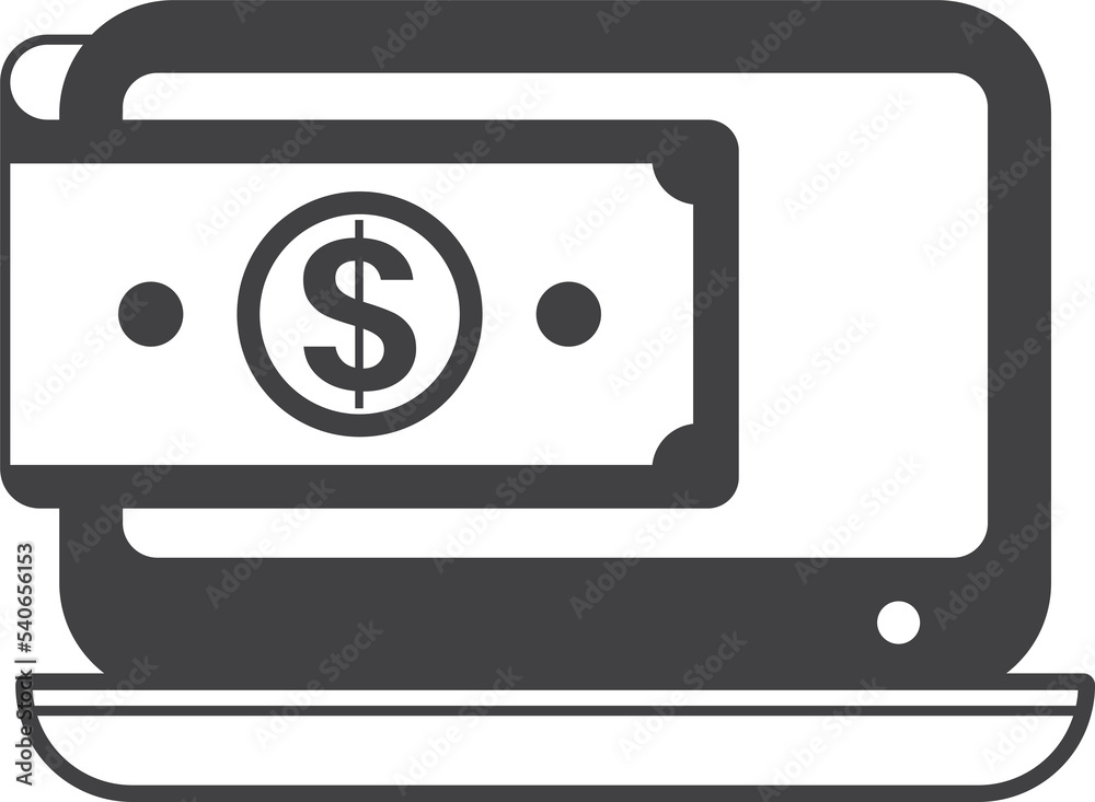 laptop and money illustration in minimal style laptop and money illustration in minimal style