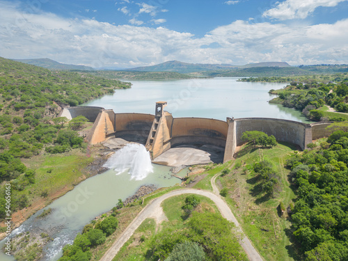 Aerial view of Wagendrift Dam viewed from the dam wall photo