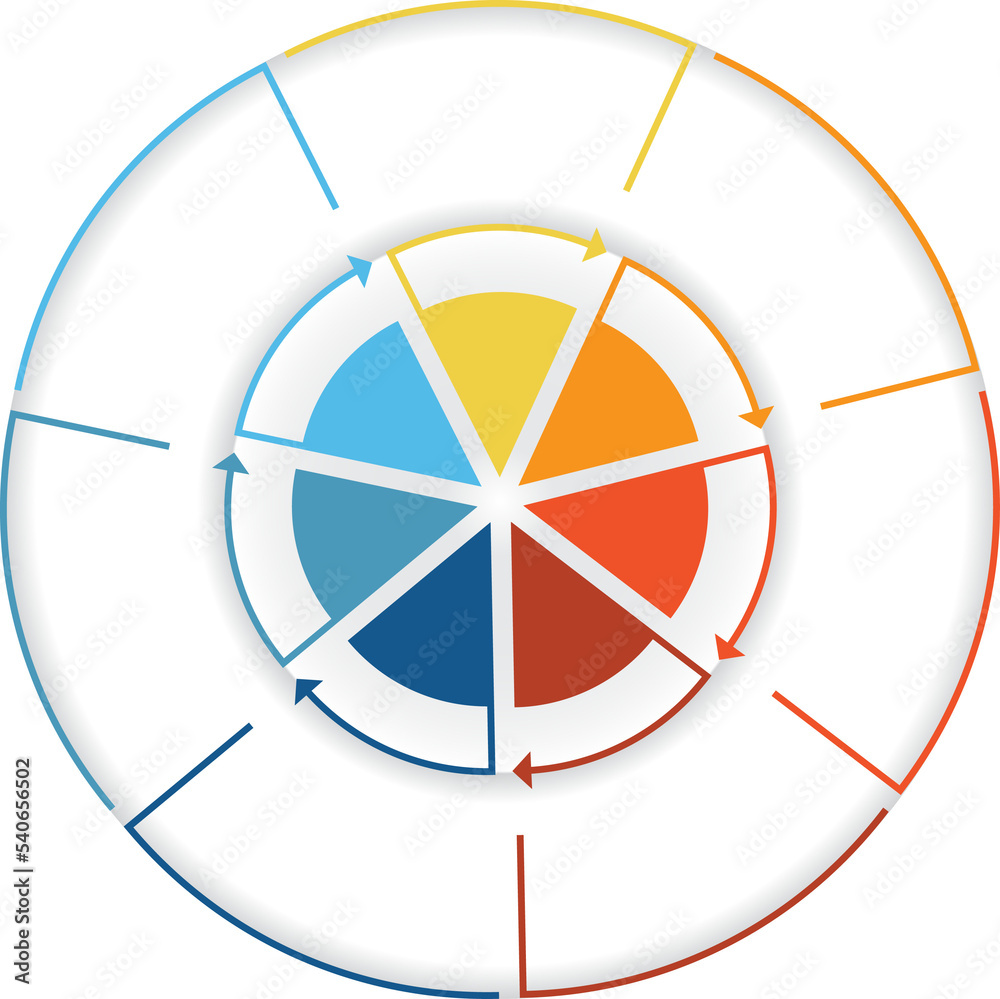 Template infographic 7 position. Pie chart. Isolated Template infographic 7 position. Pie chart. Isolated