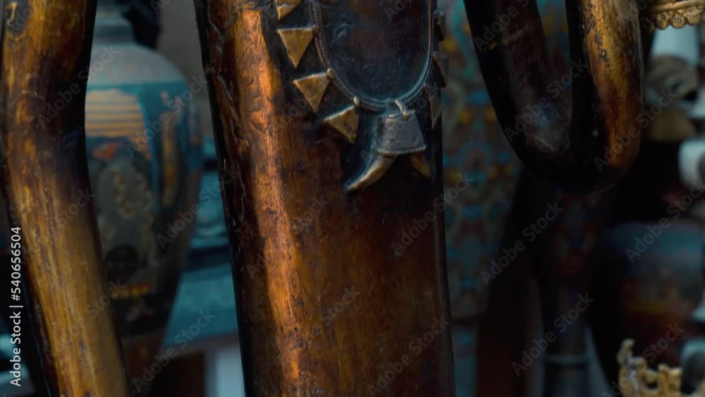Bronze Metal Sculpture of Native American Indian Chief Shaman Warrior, Jaipur, India. 4K Bronze Metal Sculpture of Native American Indian Chief Shaman Warrior, Jaipur, India. 4K