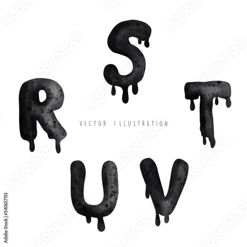 Halloween dripping font, Alphabet, vector illustration