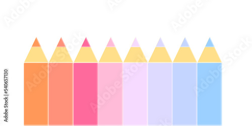 set di pastelli dai colori tenui allineati su sfondo trasparente photo