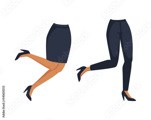 Office Woman Legs as Constructor and Creation Body Parts Vector Set