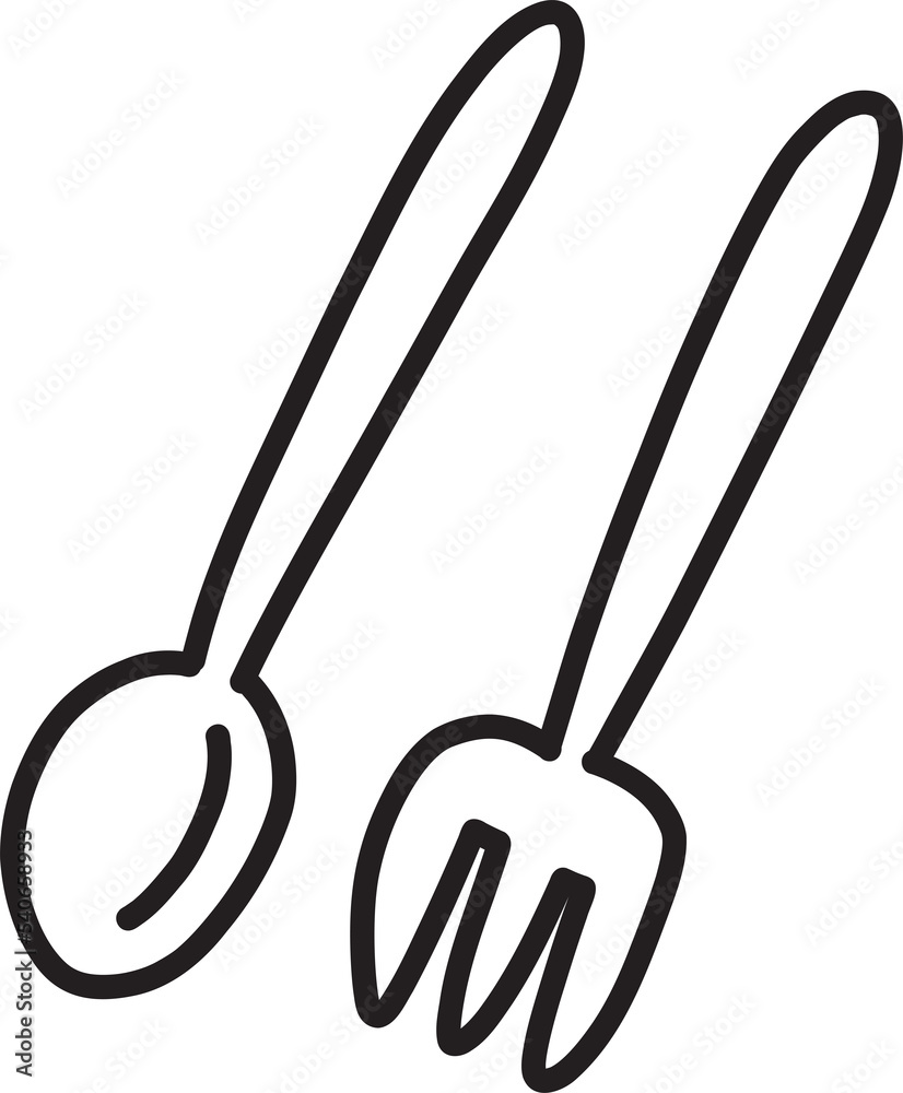 Hand Drawn spoon and fork illustration Hand Drawn spoon and fork illustration