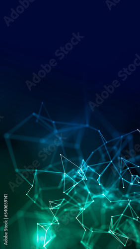 Abstract triangular networks connecting dots. Geometric plexus background.