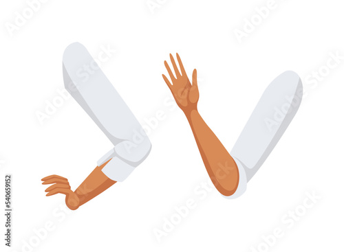 Woman Character Arms with Blouse Sleeve as Constructor with Separated Body Part Vector Set