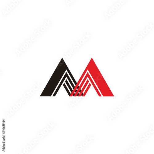 letter am stripes triangles colorful logo vector
