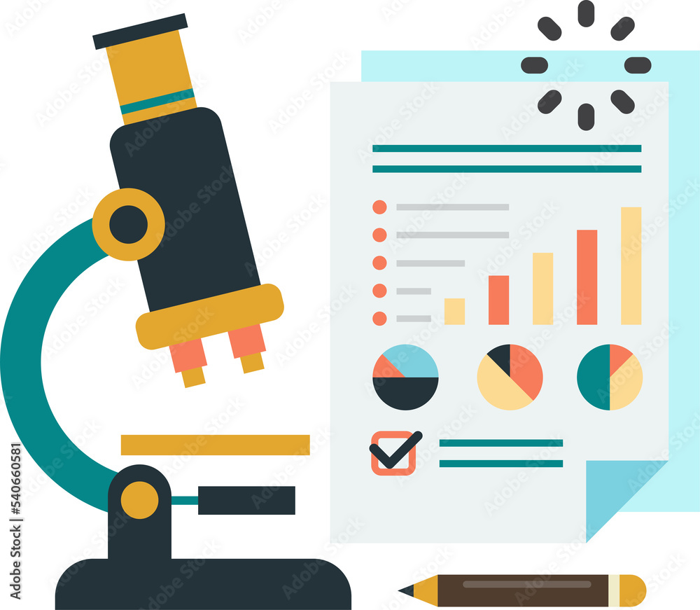 microscope and report illustration in minimal style microscope and report illustration in minimal style