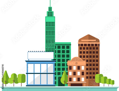 Illustrations flat design concept building city and tower. PNG