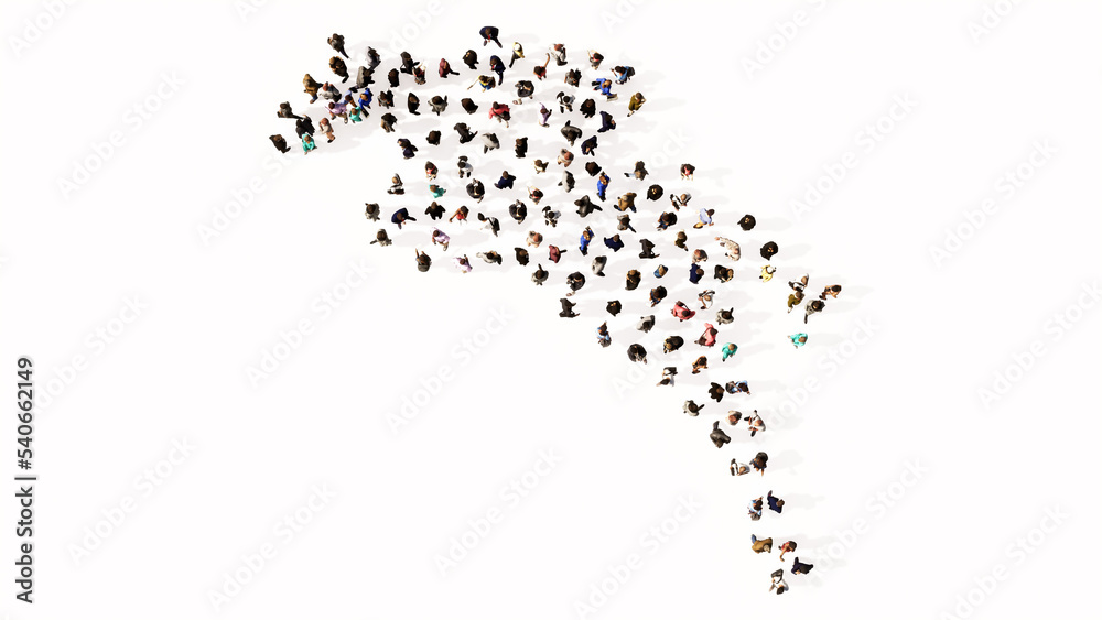 Fototapeta premium Concept conceptual large community of people forming the sign of a horse rider. 3d illustration metaphor for sport, competition, training, relaxation, hobby and fun